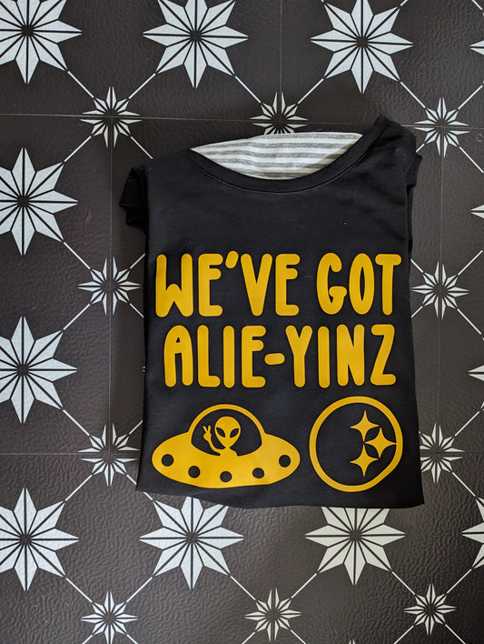 Aliens among us "Alie-Yinz"  Supernatural Aliens Tshirt -- Pittsburgh Pride