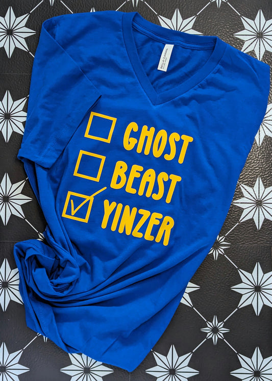 'Ghost Beast Yinzer' Pittsburgh Cryptozoology Tshirt in True Royal - Bigfoot Ghost